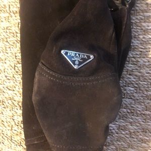 PRADA CHOCOLATE SUEDE HOBO BAG